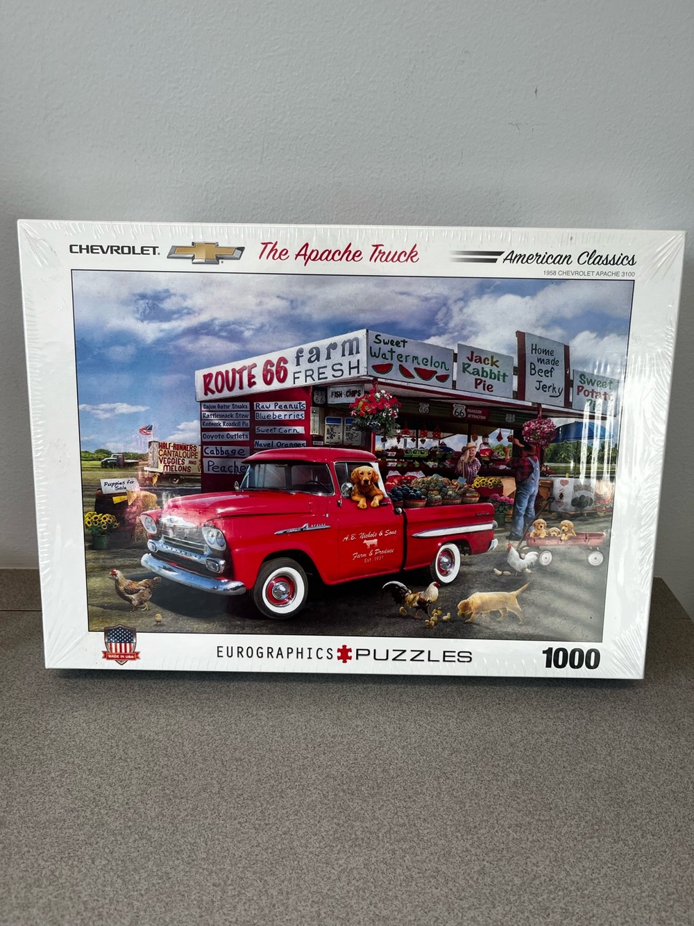 New Eurographics  1000-Piece Puzzle - Chevrolet Apache Truck Red 58 Chevy